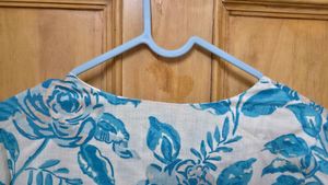 Blue Floral Print A line dress