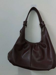 Chic Brown Faux Leather Hobo Bag