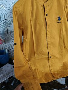 U.S. Polo Assn. Boy'sChinese collar Mustard Shirt(