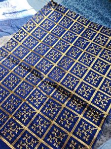 Elegant Blue blouse piece with Golden Motifs