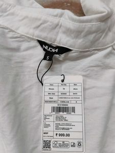 White Cropped Shirt with Balloon Sleeves BRAND NEW