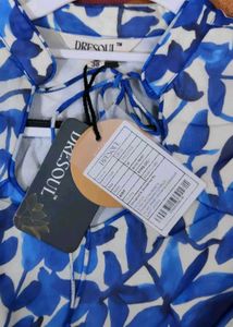 Chic Blue Floral Midi Dress