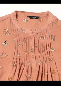Yousta floral print pleated placket Top