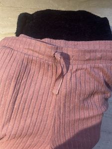 Purple Ribbed Lounge Pants