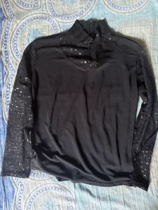Elegant Black Sheer Sleeve Top
