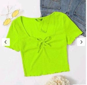 Neon Yellow Trendy Crop Top