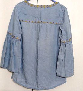 Embroidered Denim Top
