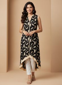 Stylish Feather Print Kurta