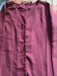 Maroon Button-Up Blouse