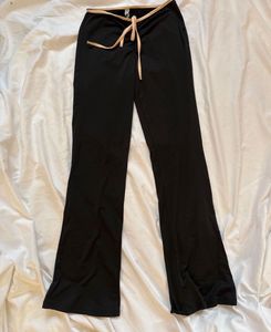 Black Bow Detail Crop Top and pant set