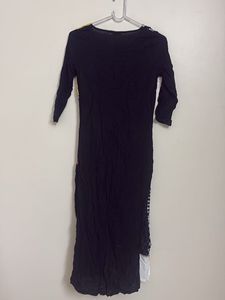 W for women Stylish Black Kurta with Yellow Accent