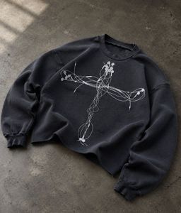 Navy blue Sweatshirt with Earphone Cross Graphic