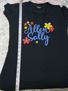 Allen Solly Black T-Shirt with Floral Print