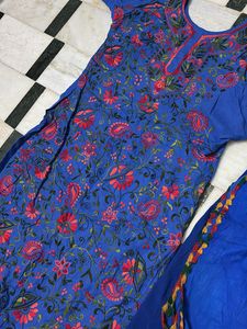 Vibrant Blue Embroidered Kurta Set