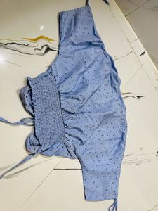 Cute Blue Polka Dot Crop Top