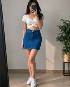 a Korean style denim skirt
