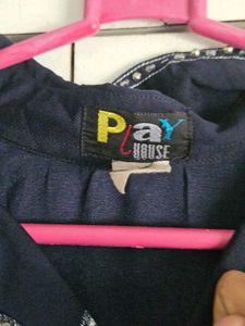 Navy Blue Embroidered work top