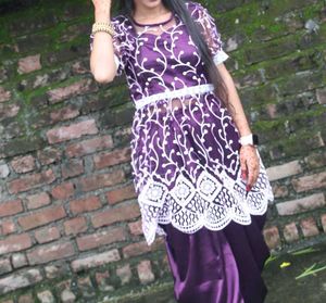 Elegant Purple Kurta Set with Dhoti Pants