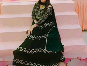 Elegant Emerald heavy gown with dupatta