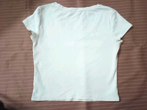 Urban Revivo White Round Neck T-Shirt for Women