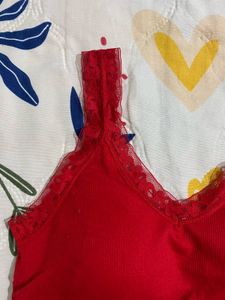 Red Lace Trim Bralette