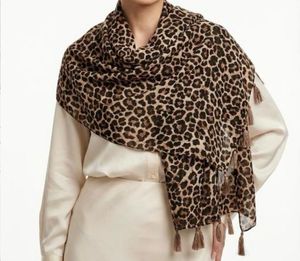 Leopard Print Tassel Scarf