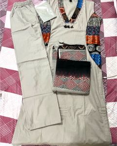 Patchwork Sleeveless Kurta Pant Set