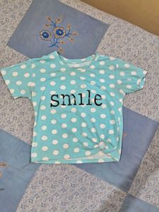 Cute Polka Dot T-Shirt with "Smile" Print