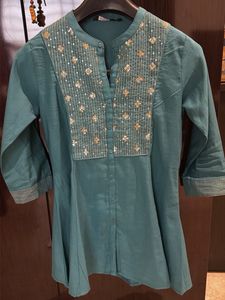 Beautiful sea green sequins short kurta