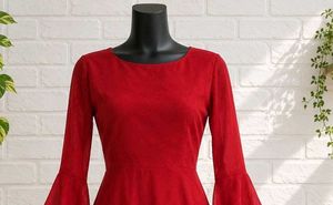 Elegant Red Flare Sleeve Dress