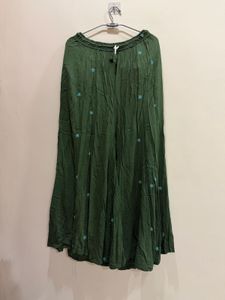 NWT Olive Green Embroidered Wide-leg Palazzo