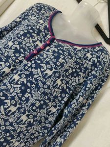 Cozy Blue Deer Print Nightgown
