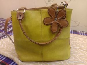 Chic Yellow Tote Bag with Flower Charm