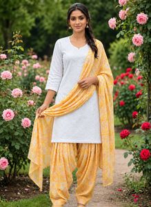 Elegant Yellow & White Patiala Suit Set