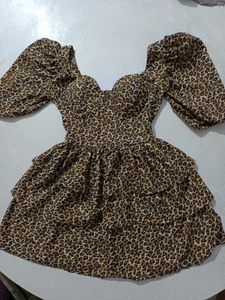 Leopard Print Ruffle Dress