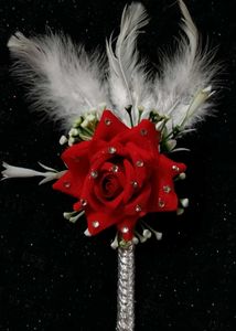 Nikkah pen ❤️ Red Rose Boutonniere with Feathers