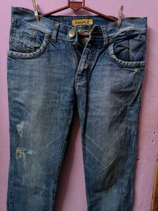 Stylish Blue Distressed Denim Jeans