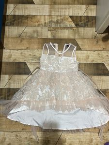 Elegant White & Pink Party Dress