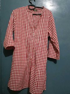 Red &amp; White Checkered Kurta