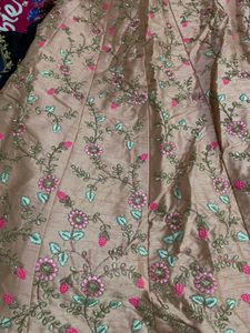 peach colour beautiful lehenga with embroidery work and hand work with heavy can can