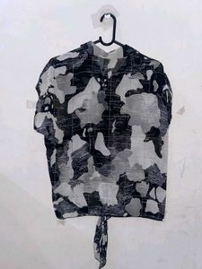 Stylish Printed Tie-Front Blouse