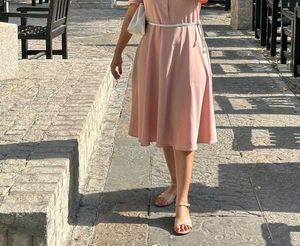 Korean Peach Dress (Belt Not Available)..