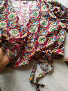 Bohemian Print Wrap Crop Top