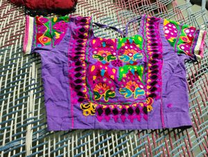 Vibrant Embroidered Crop Blouse