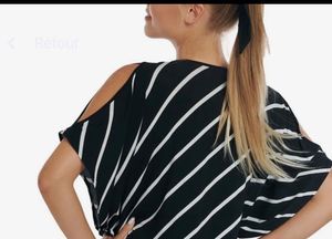 Striped Cold Shoulder Top