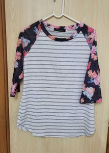 Striped Floral Sleeve Top Never Used