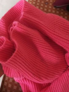 Bright Pink V-Neck Knit Sweater
