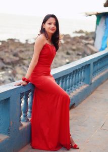 Urbanic Red Slit Cocktail Gown
