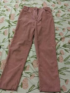 Pink Corduroy Wide Leg Pants