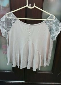Exquisite Lace Embellished Crop Top - XL Size